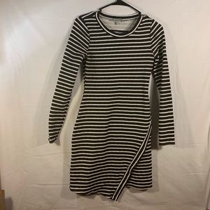 Black and white asymmetrical striped dress